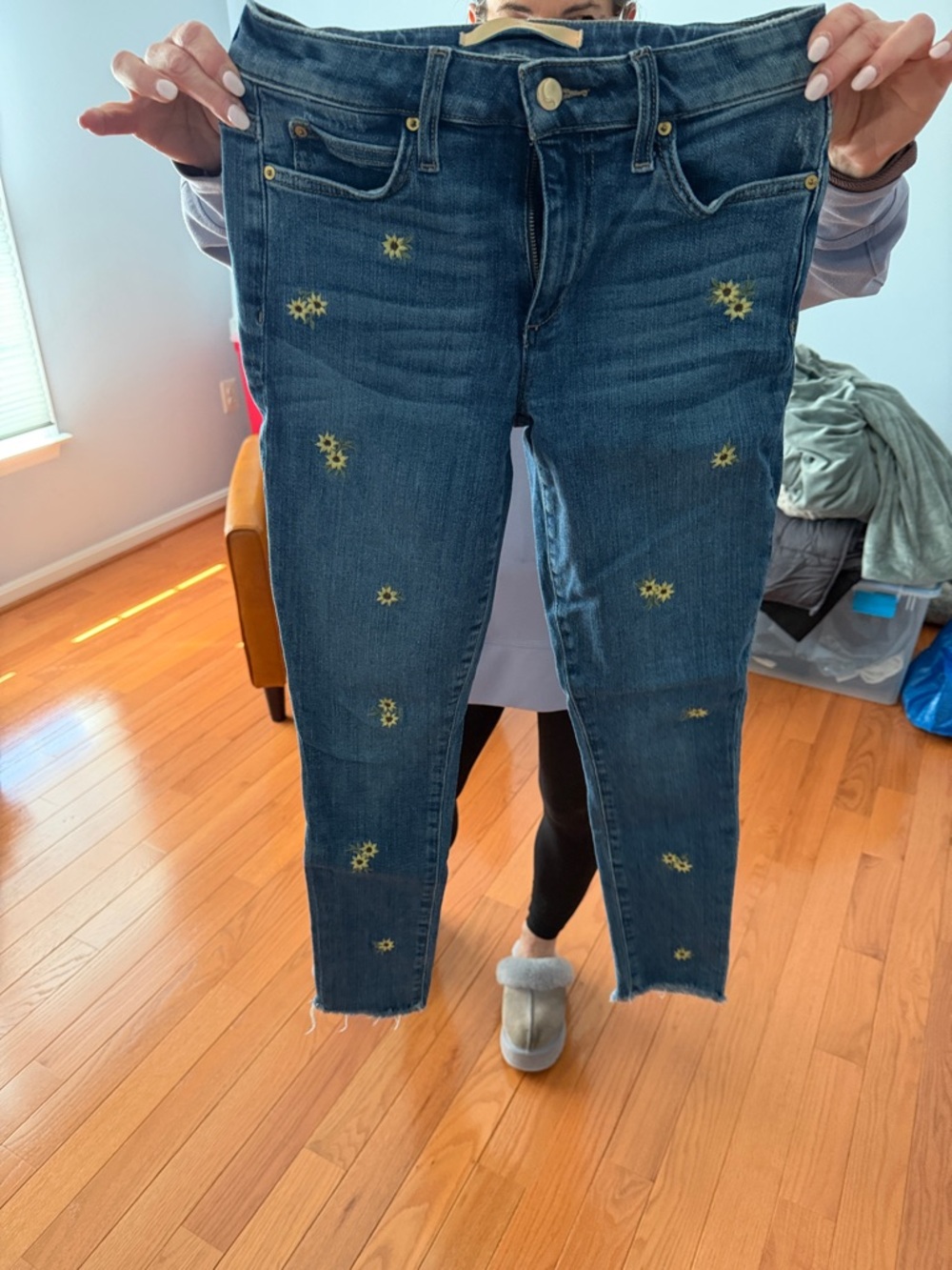 Joe's Jeans Dark Blue Skinny Jeans with Yellow Star Embroidery